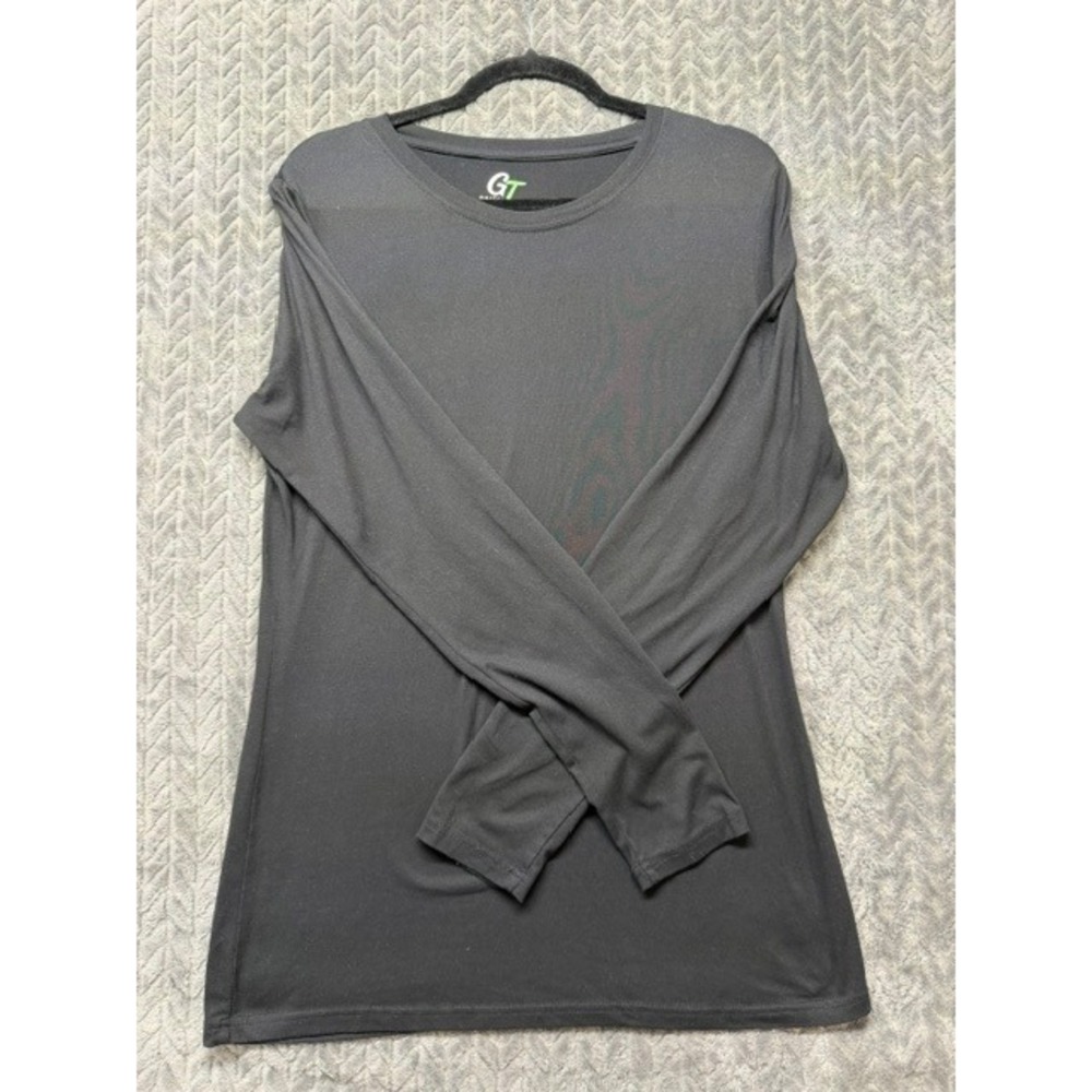 GT Performance Mens XL Long Sleeve Activewear Shirt Black Crew Neck 0467
